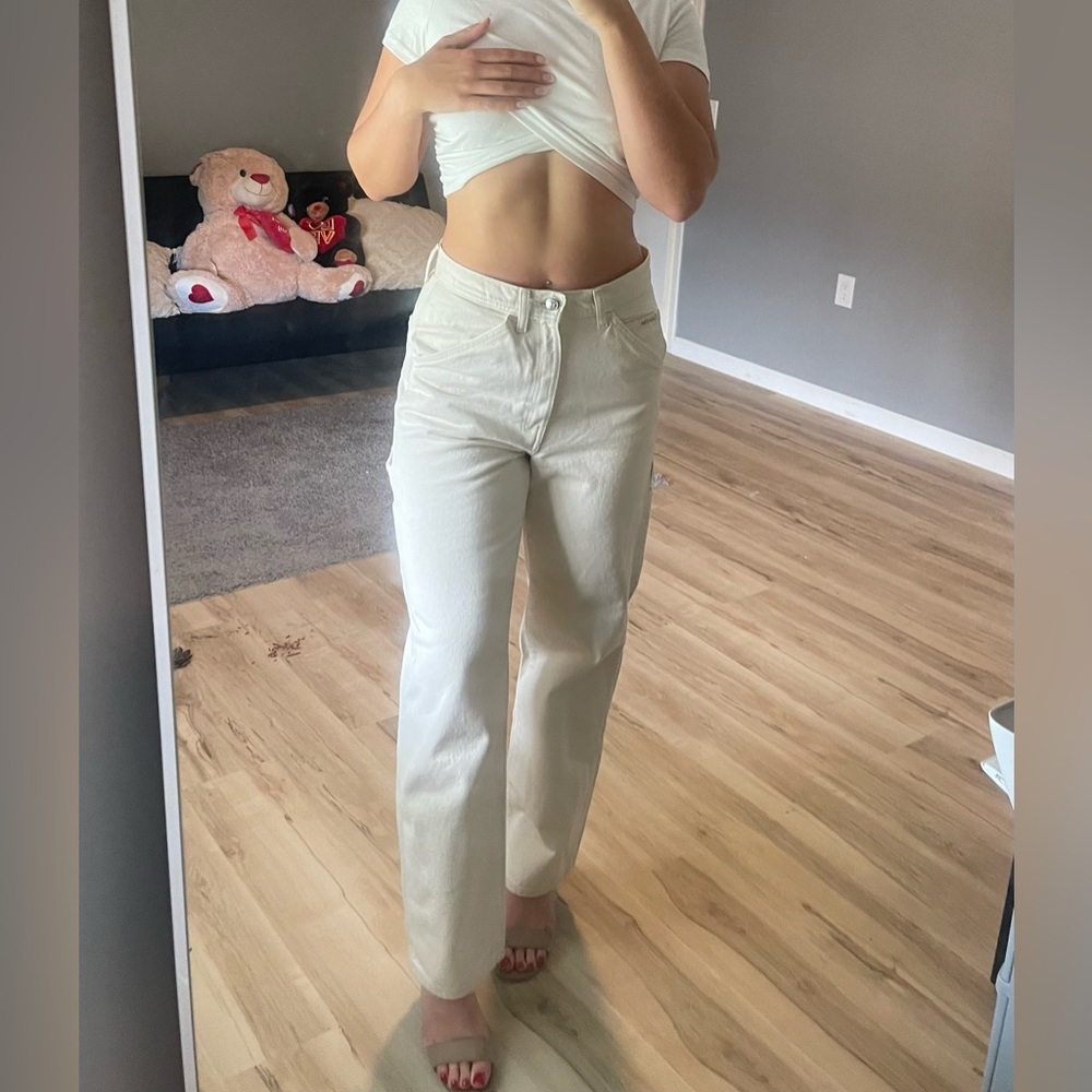 Calvin Klein Utility Pants Tan Cargo Straight Leg